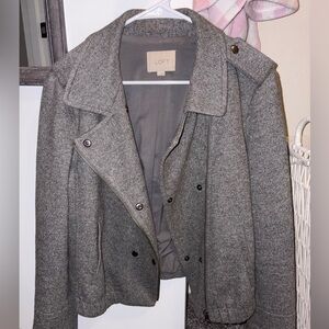 LOFT Charcoal Wool Blend Outerwear